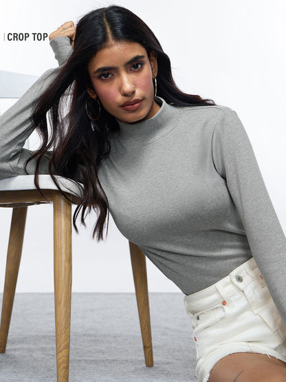 Ribbed Top: Grey Melange