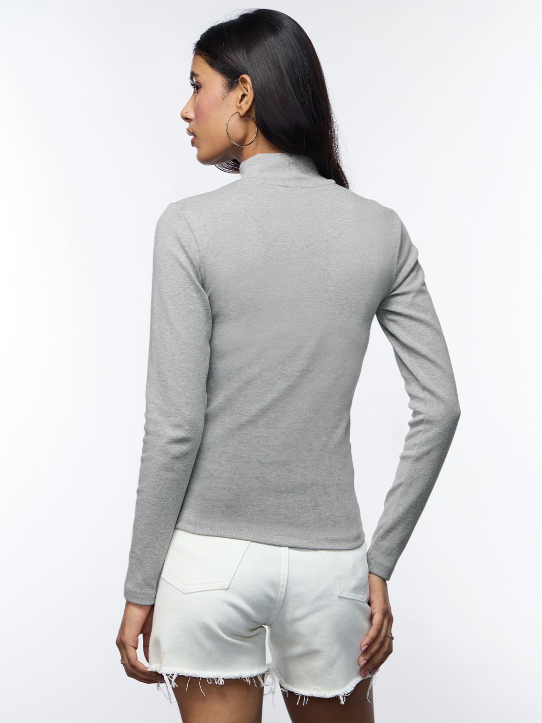 Ribbed Top: Grey Melange