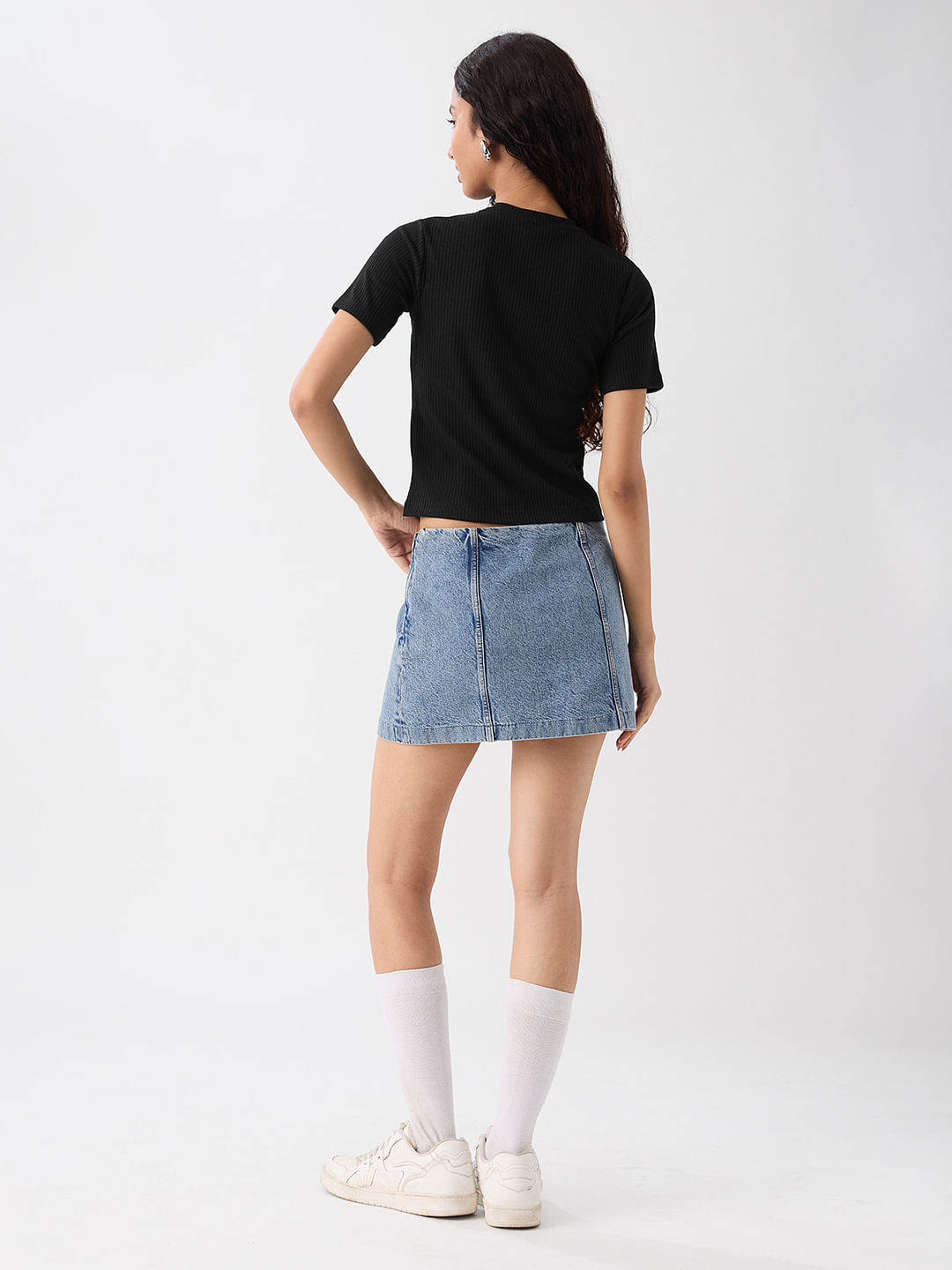 Ribbed T-shirt: Black