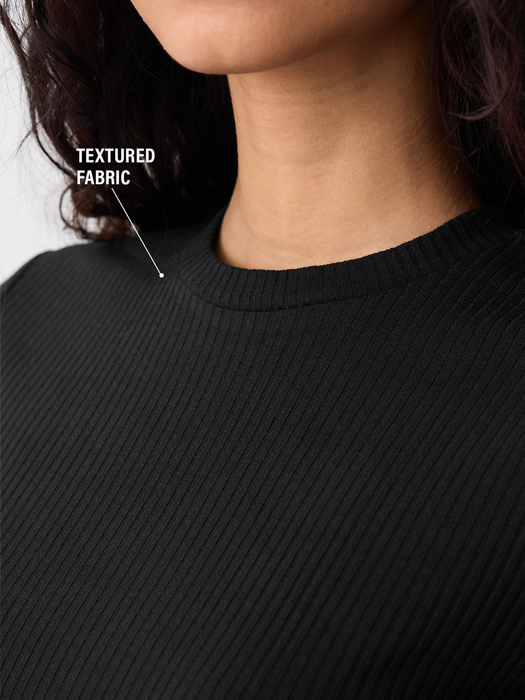 Ribbed T-shirt: Black
