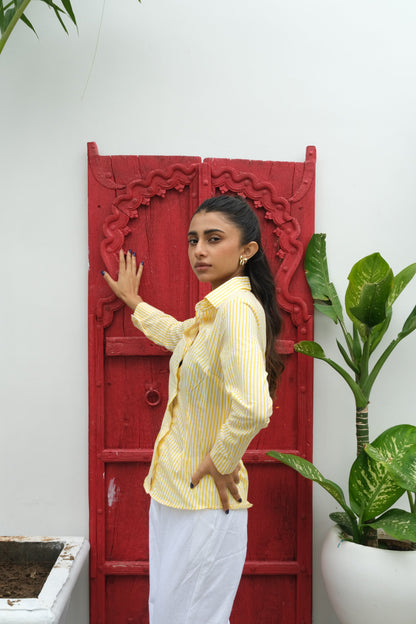 Striped Corset Shirt (Yellow)