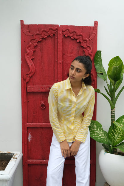 Striped Corset Shirt (Yellow)