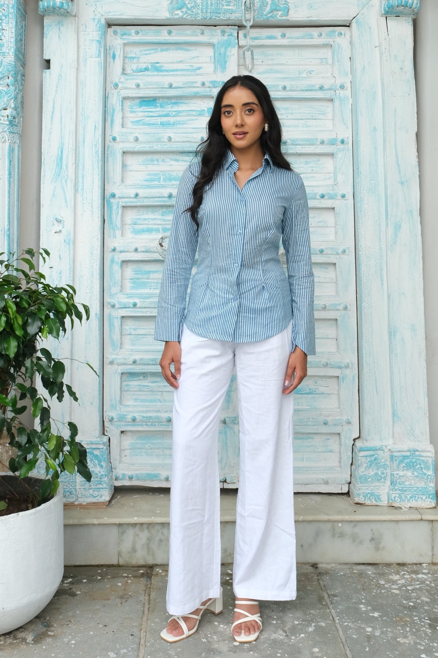 Striped Corset Shirt (Blue)