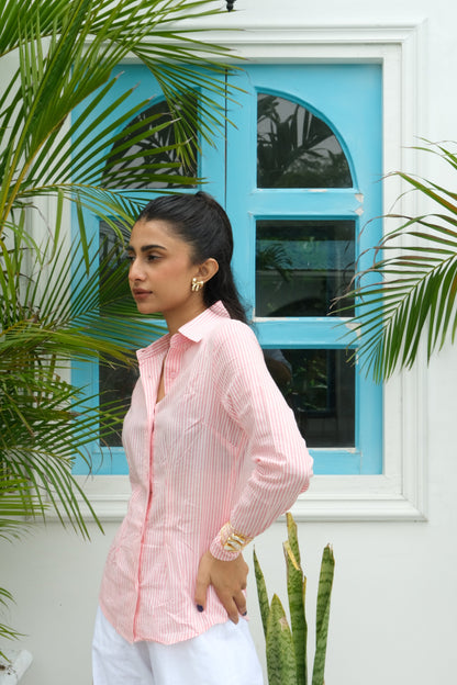 Striped Corset Shirt (Pink)