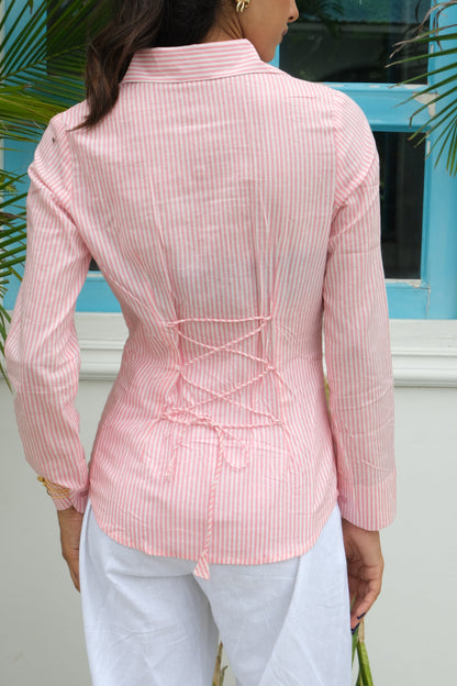 Striped Corset Shirt (Pink)