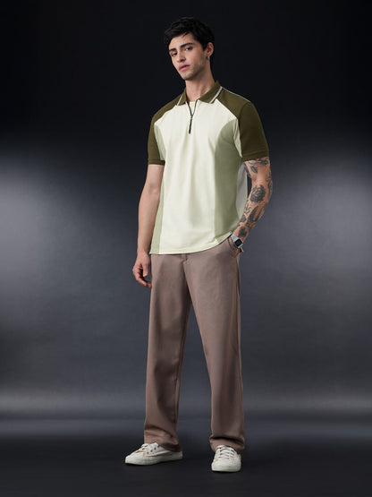 Colourblock Polo: Matcha