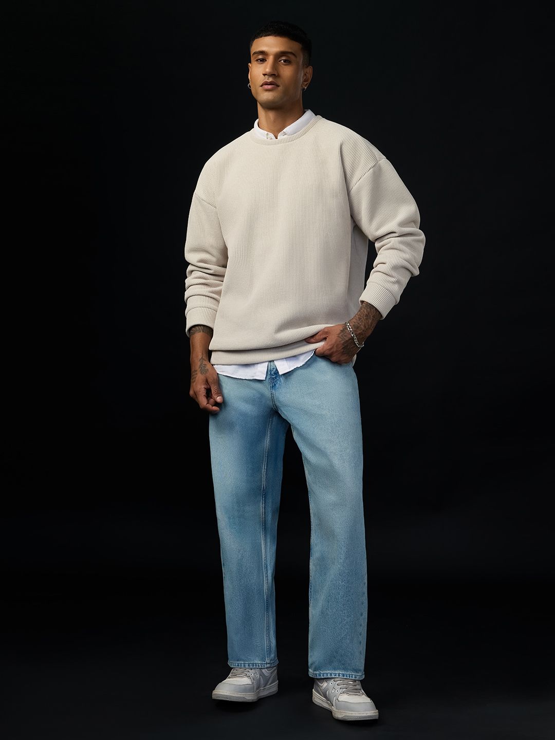 Oversized Sweatshirt: Ivorygrid