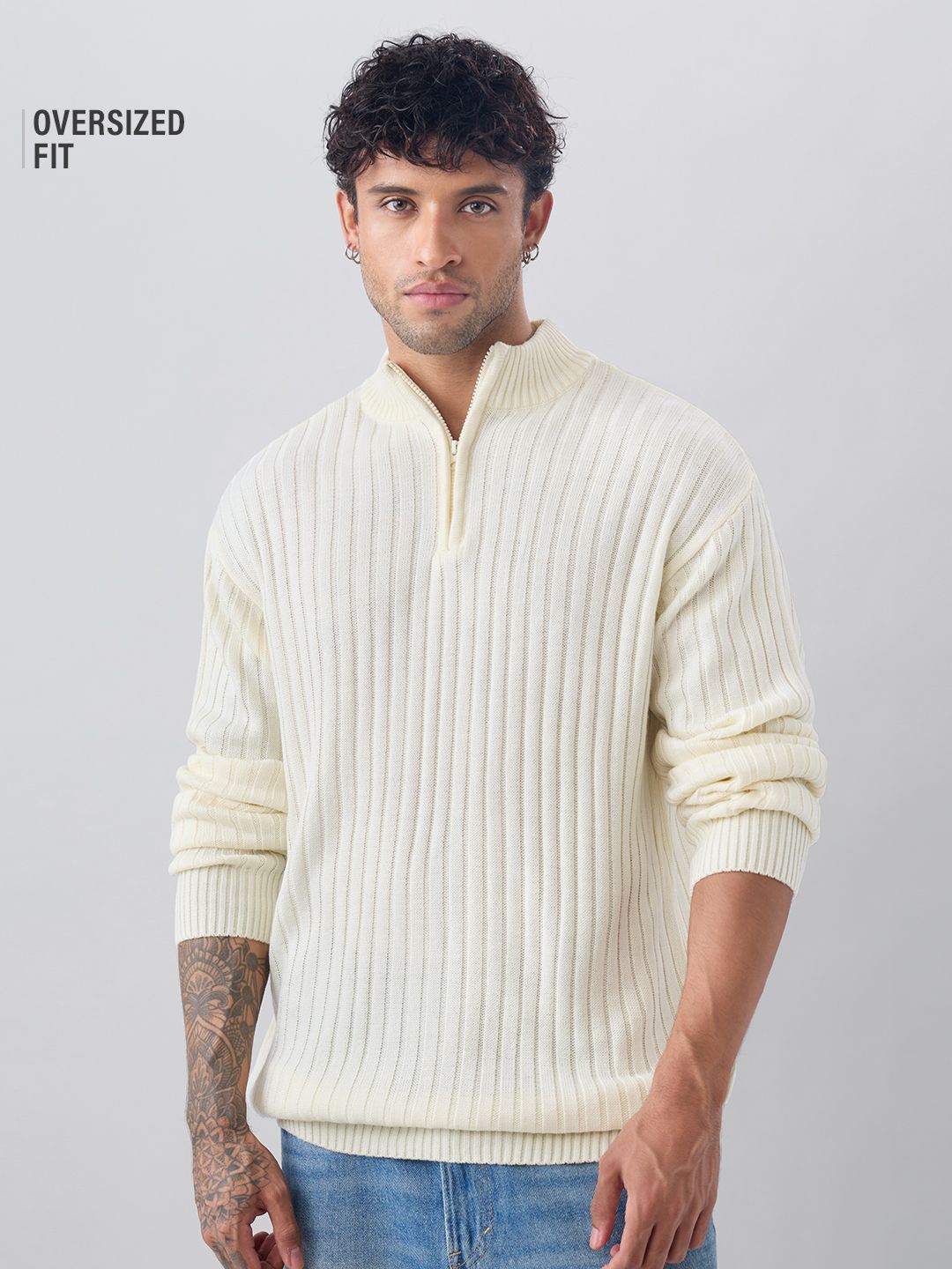 Zipper Mock Neck: Off White