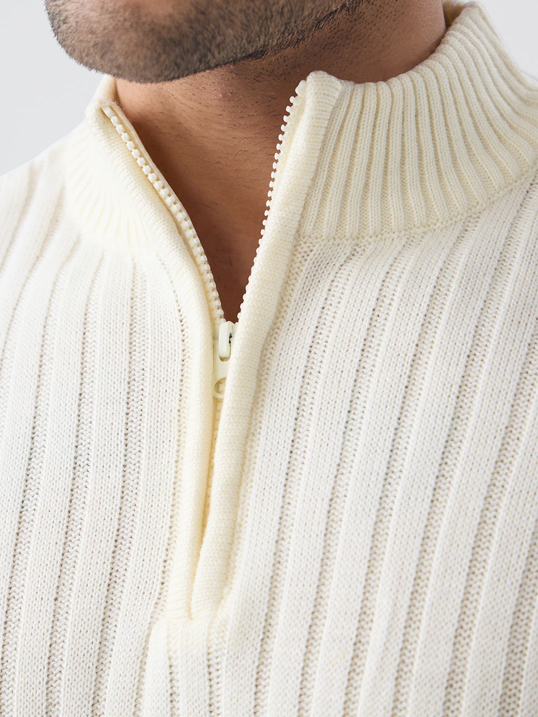 Zipper Mock Neck: Off White