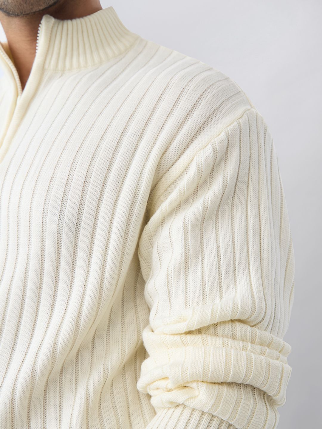 Zipper Mock Neck: Off White