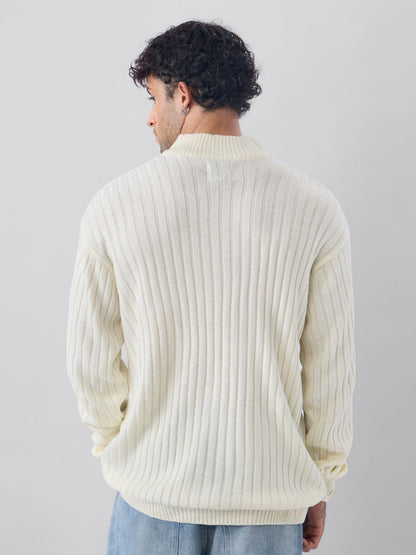 Zipper Mock Neck: Off White