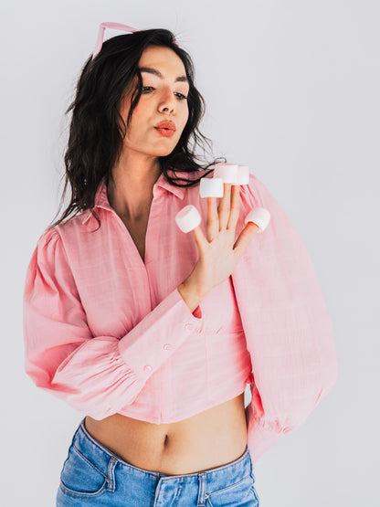 Crop Top with Smocking Dusty Pink