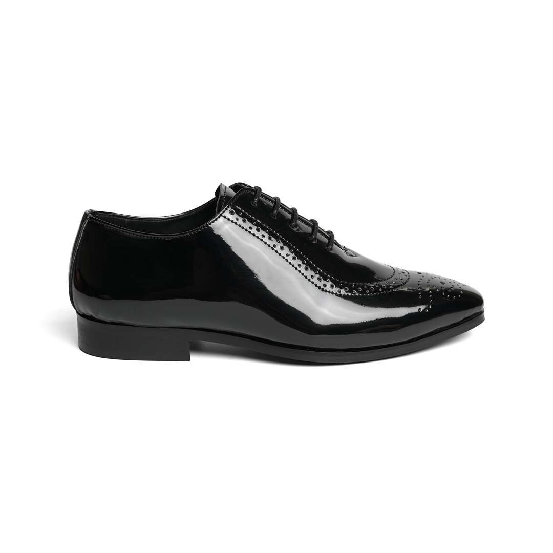 Glossy Classic Patent Lace-Ups - Black