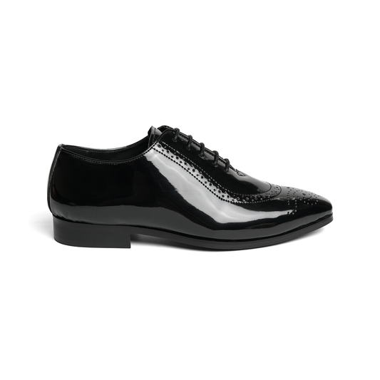 Glossy Classic Patent Lace-Ups - Black