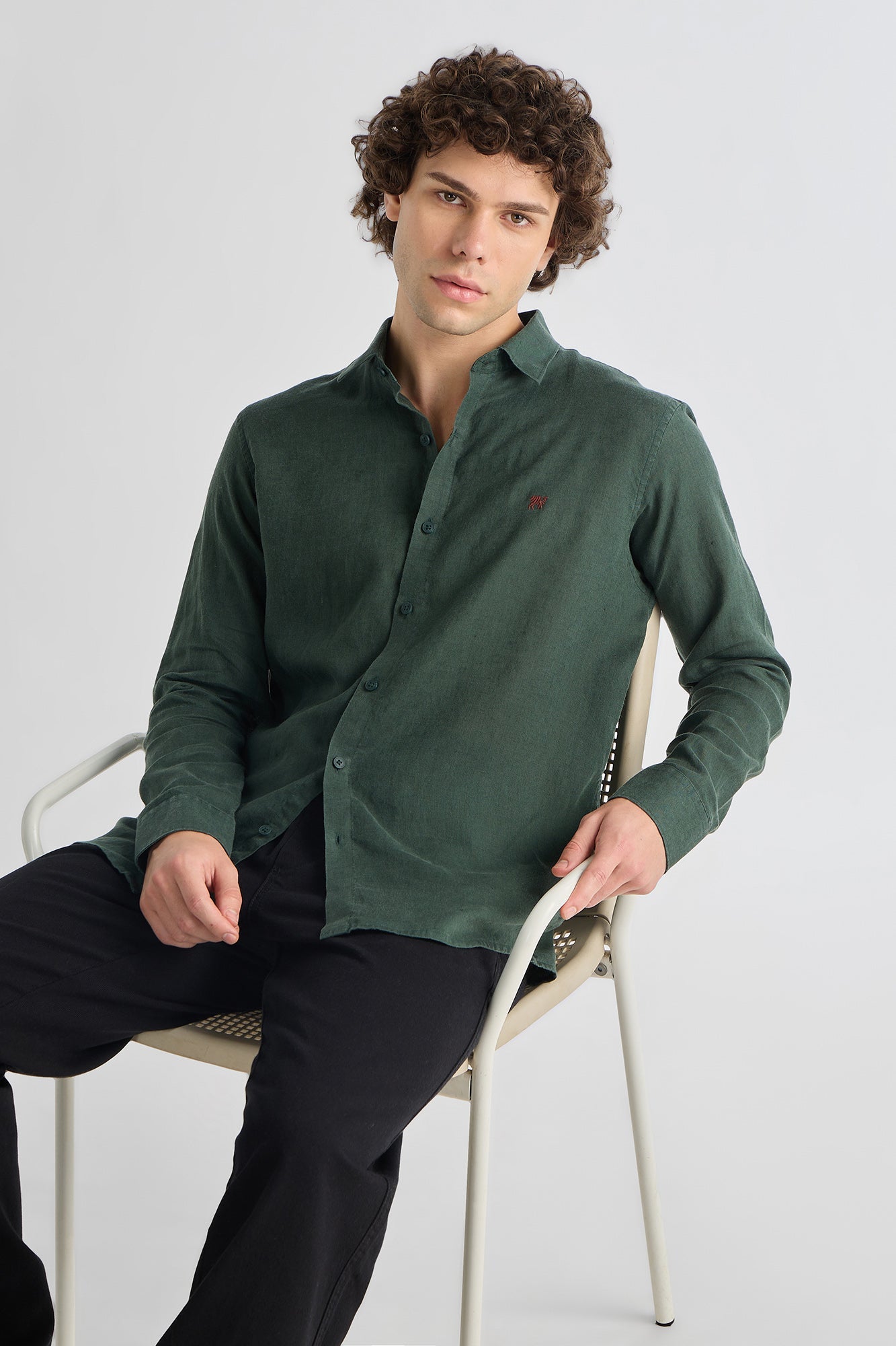 Vintage Olive Pure Linen Shirt