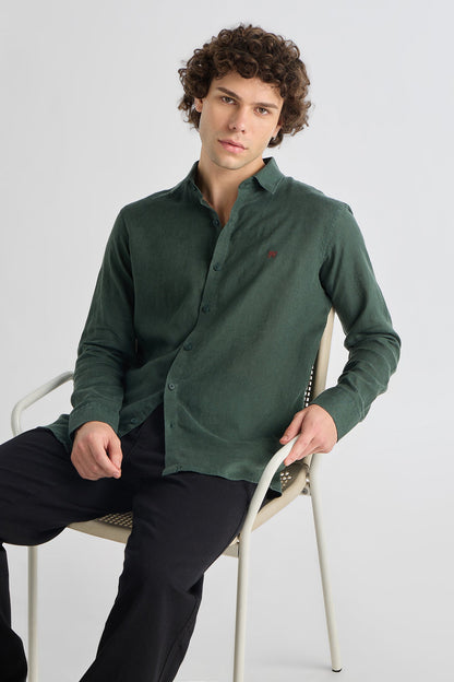 Vintage Olive Pure Linen Shirt