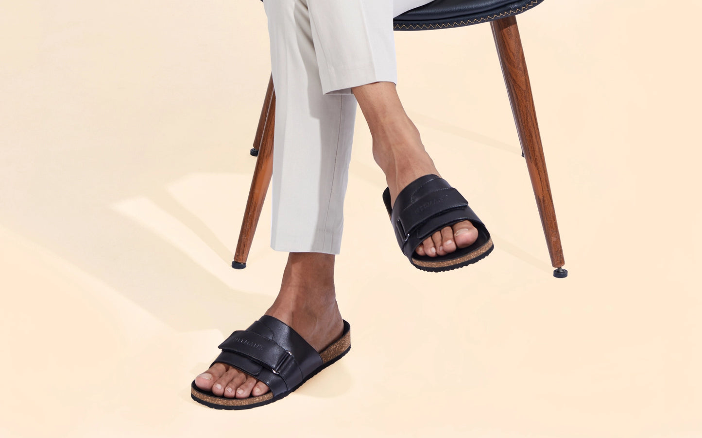 Neeman's Cork Slides for Men | Sliders for Boys | Adjustable Strap Open Toe Chappal | Lightweight Comfortable Flexible Soft Cushioned Slides | Stylish & Fashionable