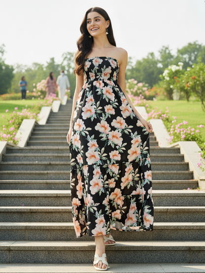 Strapless Smocked Maxi Dress