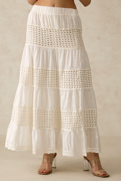 100% Cotton Gathered Hem Crochet Skirt