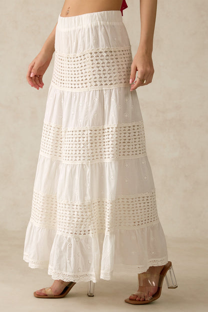 100% Cotton Gathered Hem Crochet Skirt