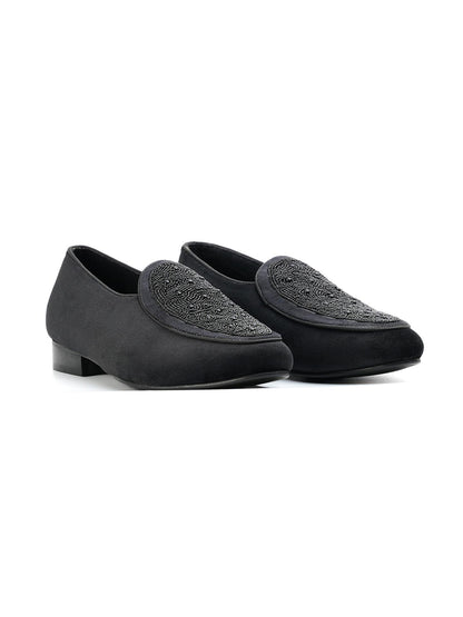 Monkstory Hand-Beaded Slip-ons - Black