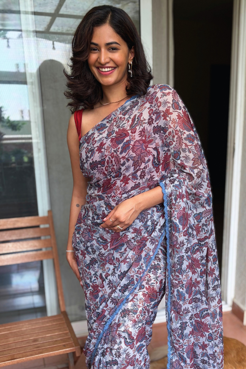 Fable Chintz Blue Ready to Wear Saree