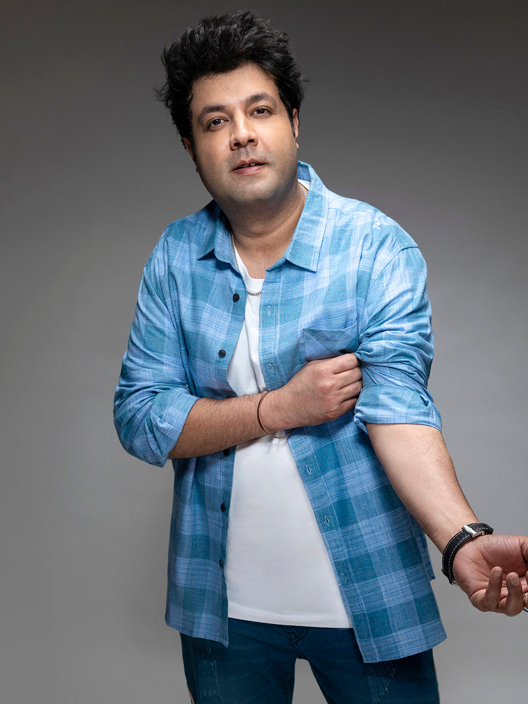 Cotton Blue Checks Shirt