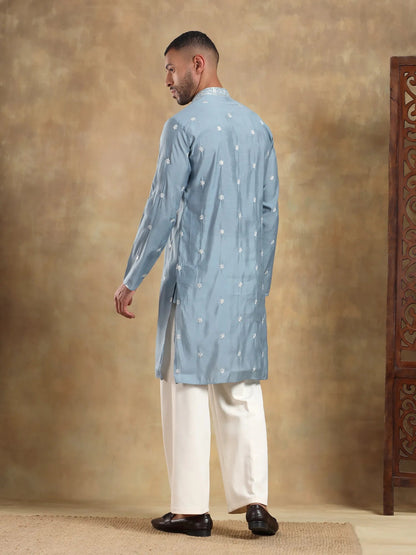 Blue Embroidered Long Kurta