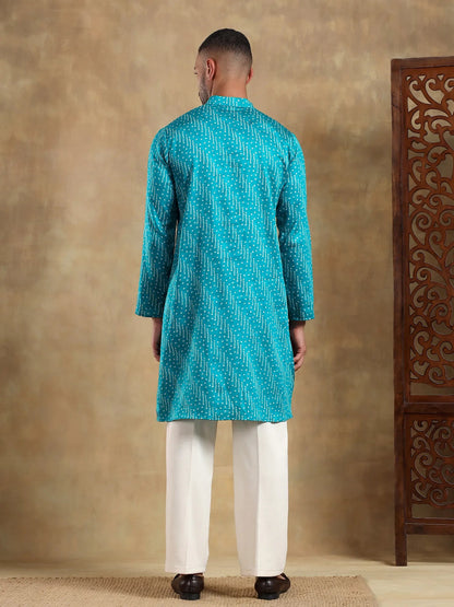 Sky Blue Bandhani Printed Long Kurta