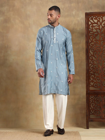 Blue Embroidered Long Kurta
