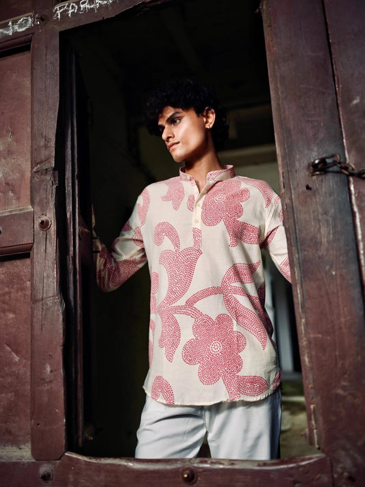 Ruby Leaf Cotton Short Kurta