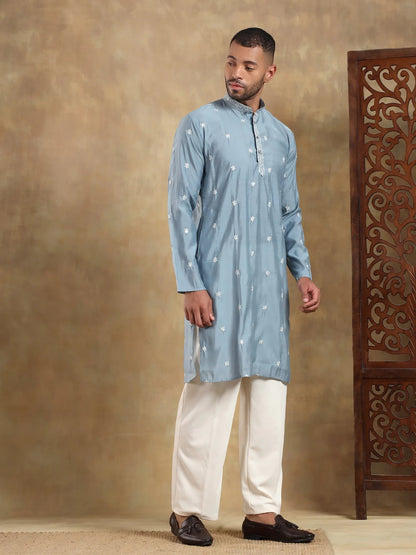 Blue Embroidered Long Kurta
