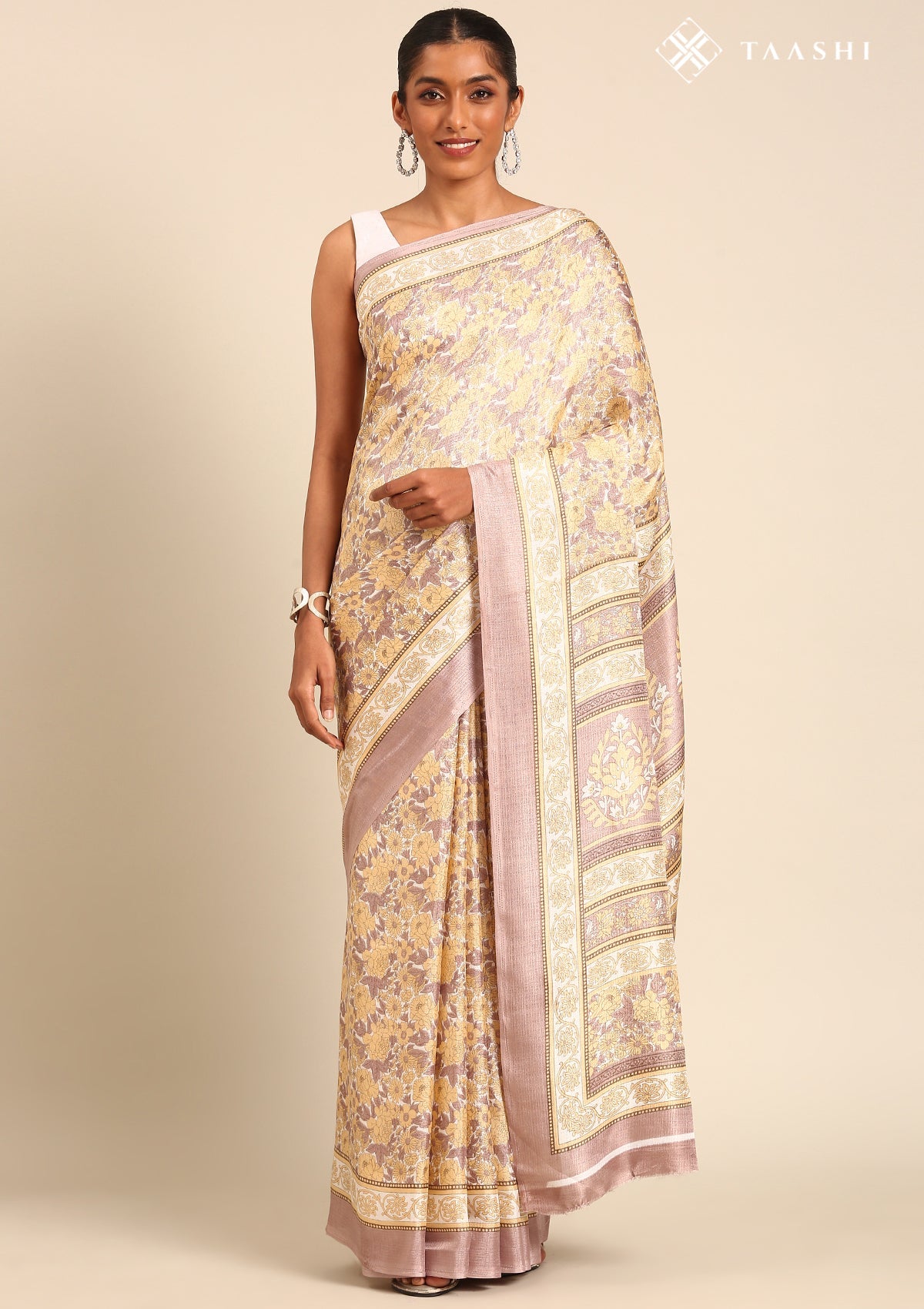 Copper A/O Floral Printed Art Tussar Matka Silk Saree