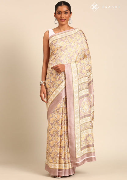 Copper A/O Floral Printed Art Tussar Matka Silk Saree