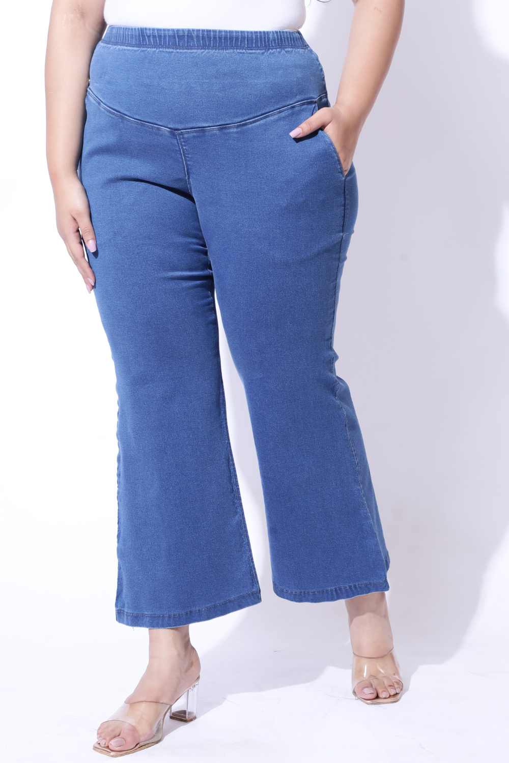 Plus Size Bermuda Blue Flare Jeans