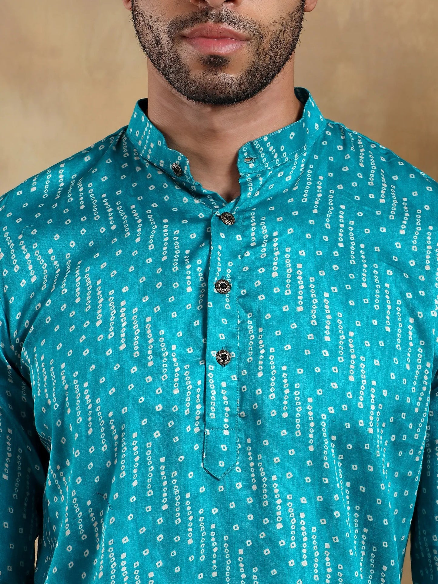 Sky Blue Bandhani Printed Long Kurta