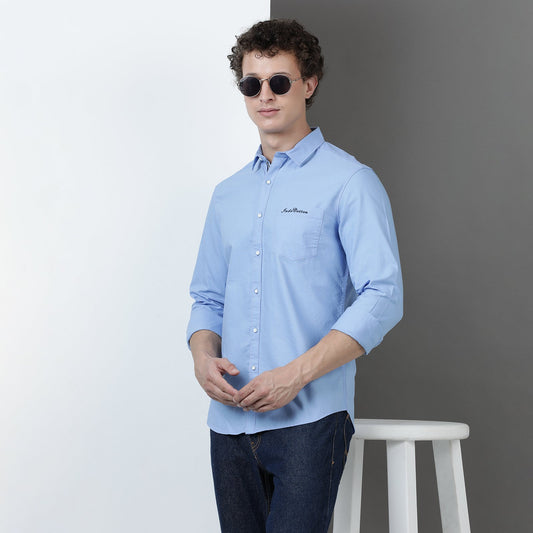 Blue Solid Full Sleeve Shirt