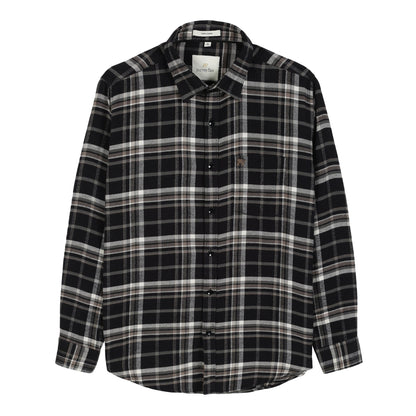 Black Brushed Cotton Check Shirt
