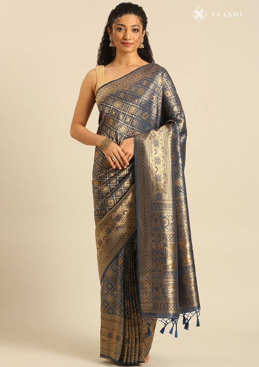 Dark Blue Banarasi Saree