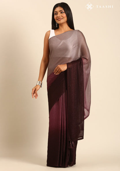 Multicolor Ombre Striped Chiffon Saree