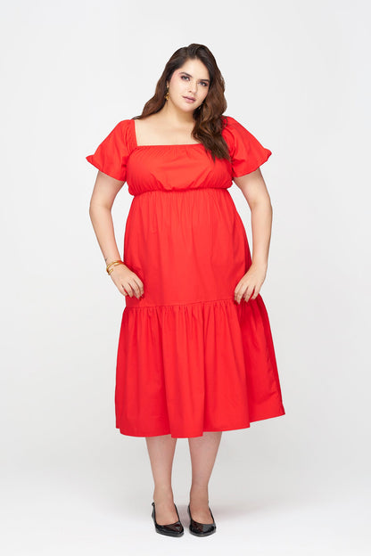 100% Cotton Puff Sleeve Maxi Dress