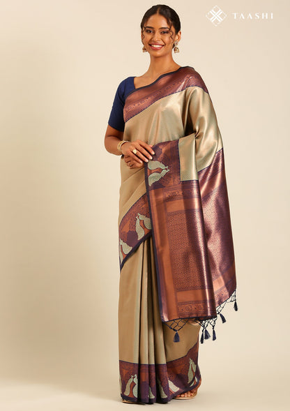 Sea Green Tissue Brocade Weaving Silk Saree