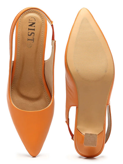 GNIST Sling back Pumps Orange Kitten Heels