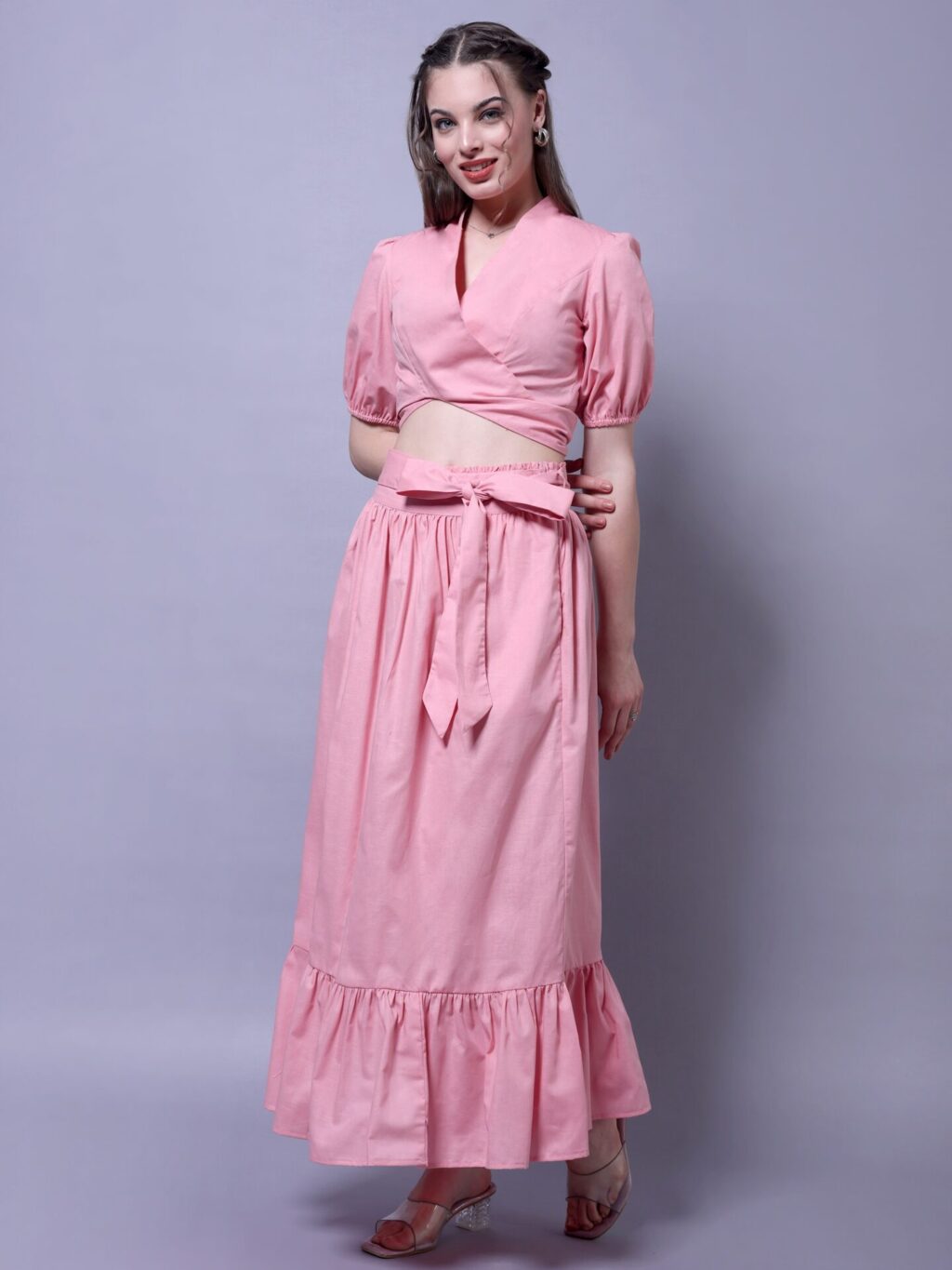 Gathered Maxi Co-ord Set | Pink