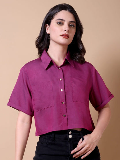 Cropped Pocket Shirt | Pink