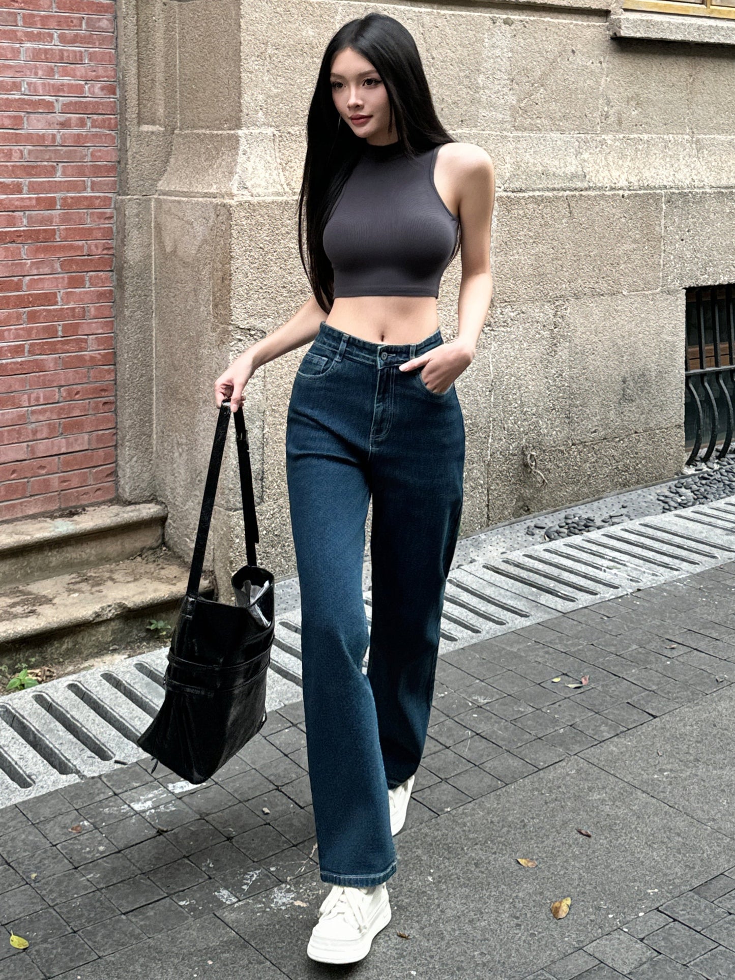 Cosmic Blue Dad Fit Straight Jeans