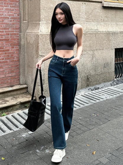 Cosmic Blue Dad Fit Straight Jeans