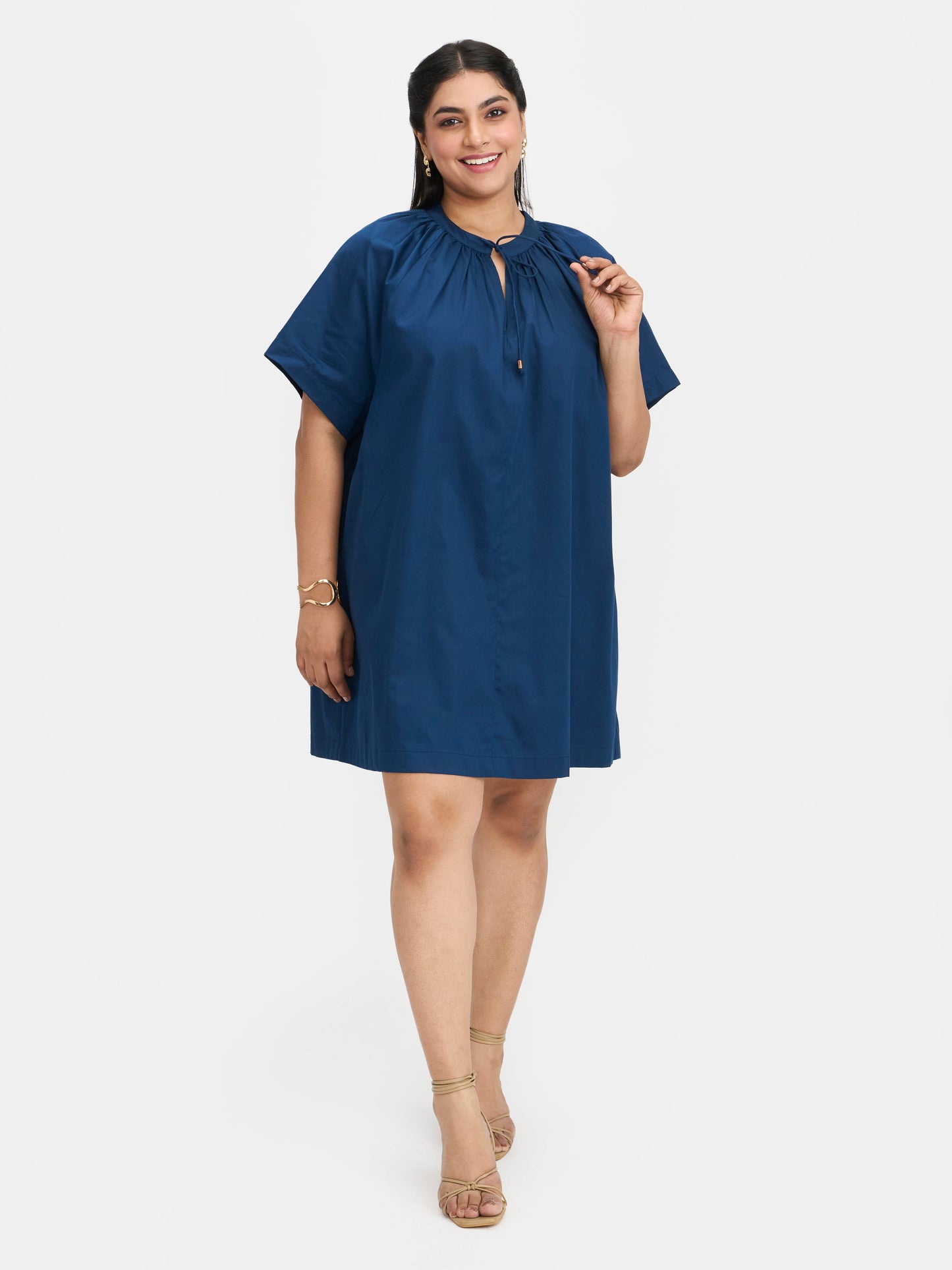 100% Cotton Tie-Up A-Line Dress