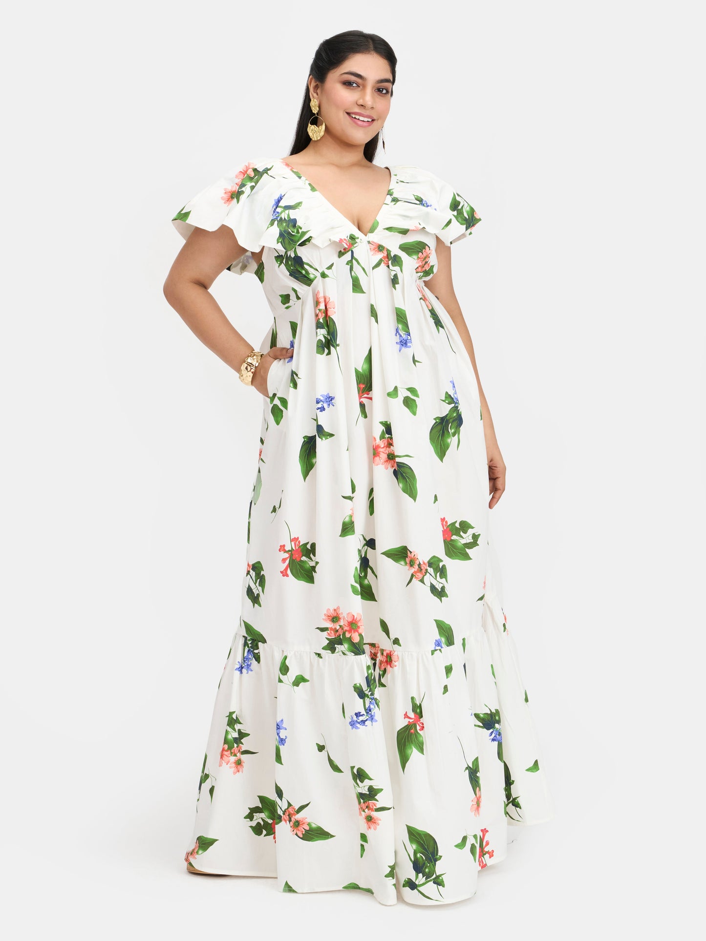 100% Cotton Floral Maxi Dress
