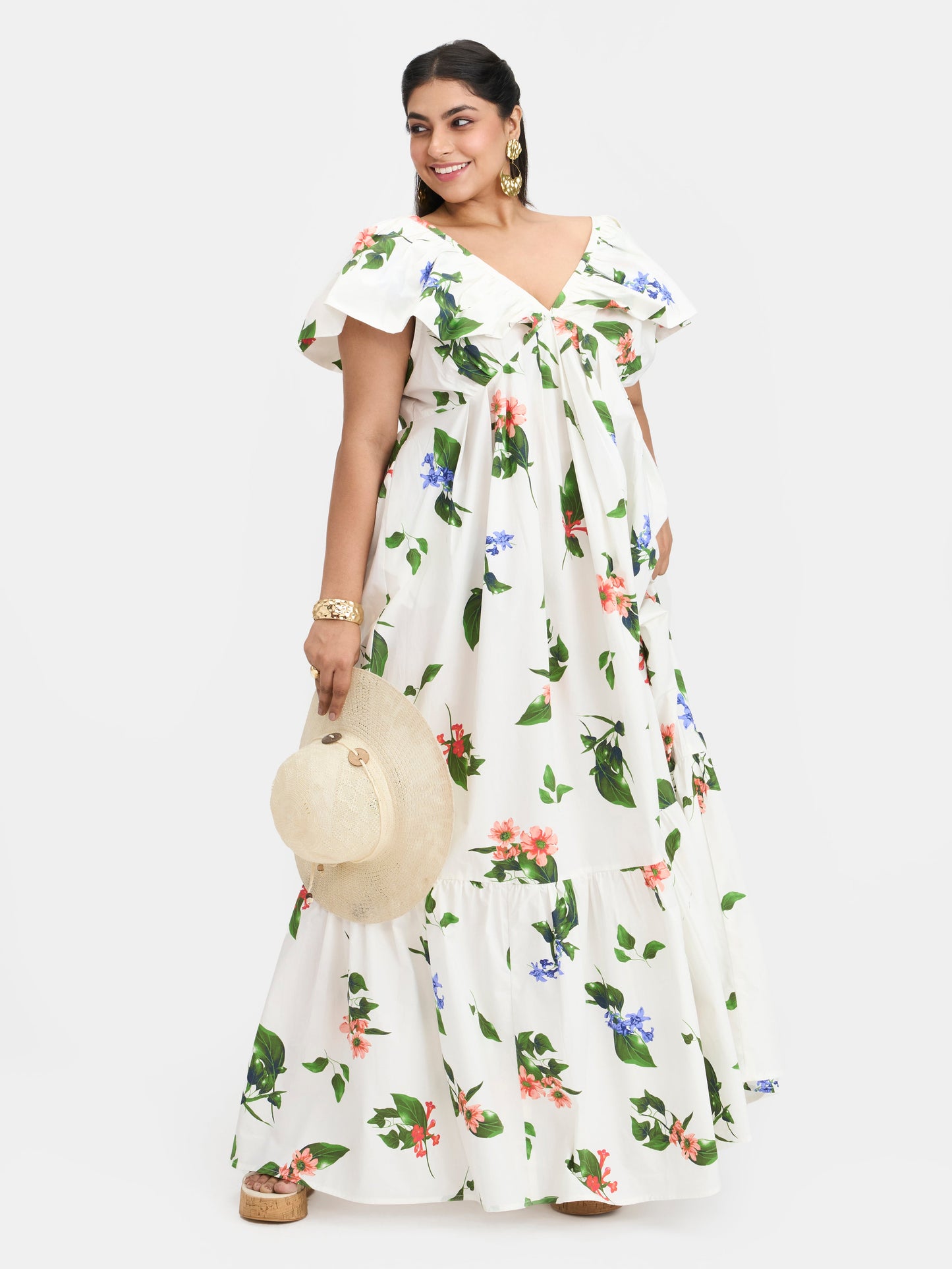 100% Cotton Floral Maxi Dress